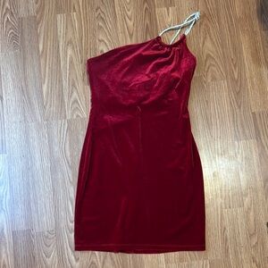 Windsor Red Asymmetrical Embellished Cocktail Dress